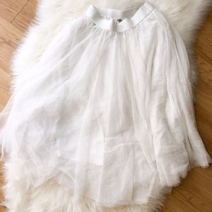White Tulle Midi Skirt